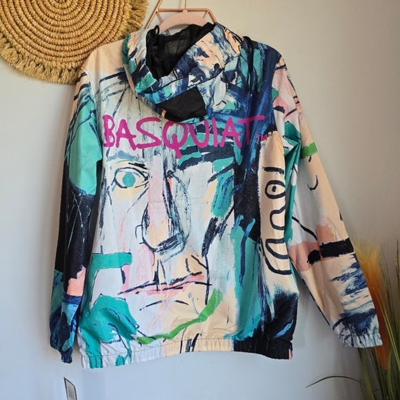 Jean-Michel Basquiat Members Only New Front Zip Hooded Windbreaker Size Medium - Picture 8 of 13